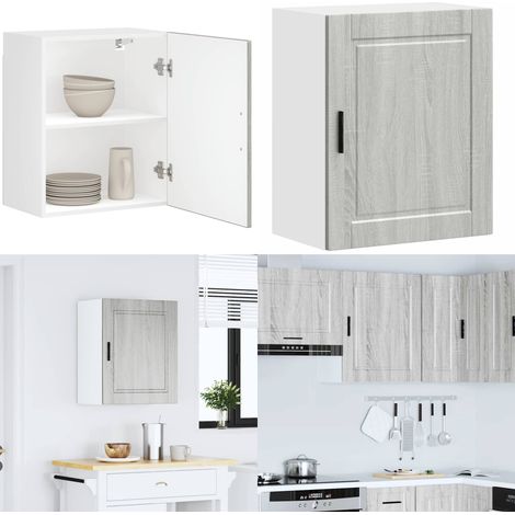 Armario de pared de cocina Porto gris sonoma madera ingeniería - Armario de pared - Almacenamiento de cocina
