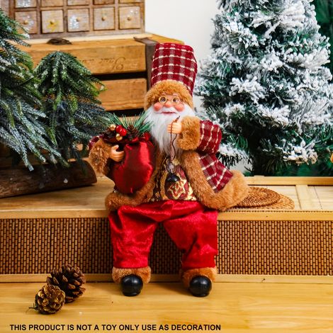 1 pièce. Décoration de Noël - Figurine du Père Noël assis, scène festive pour décoration intérieure, Halloween et automne, figurine de collection (1/5)