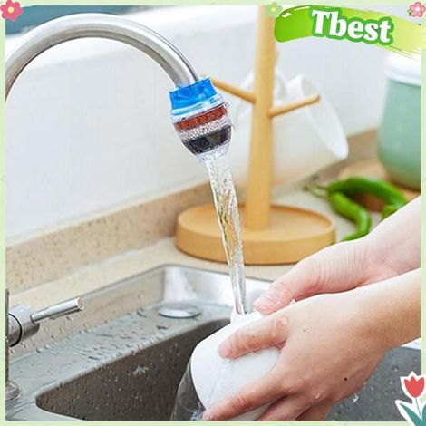 Tbest Filtre à montage sur robinet Filtre monté sur robinet, filtre à eau bleue multicouche, économie d'eau table accessoire