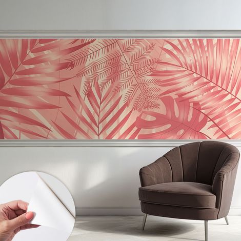 Papier peint autocollant avec imprimé pour cuisine facile à appliquer pour mur a motif Feuilles tropicales 250x104 cm (1/5)