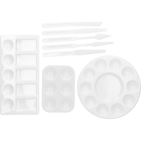 Ensemble de 8 palettes à gratter en plastique pour peinture, faciles à nettoyer et réutilisables, pour le dessin à l'aquarelle. (1/5)
