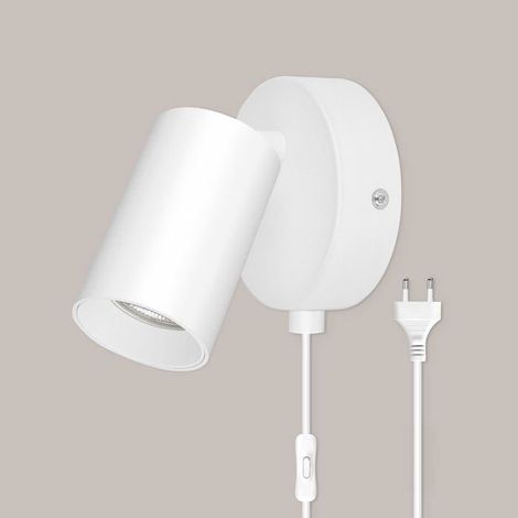 Applique murale blanche à brancher pour chambre à coucher, GU10, rotation à 350°, ampoule non incluse. (1/5)