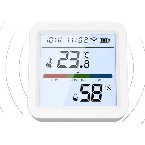 Sensor higrómetro - Monitor de calidad del aire - Monitor climático - Hogar inteligente inalámbrico - 5,6 x 5,6 cm - Blanco (1/5)