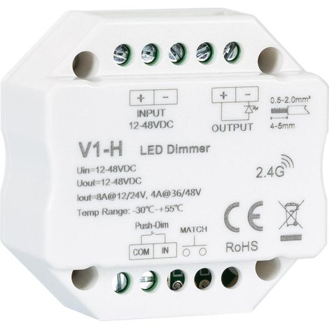 Regulador LED RF 12/48V para Tira LED Monocolor Compatible con Pulsador Blanco