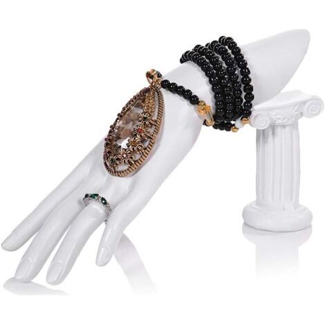 Main en résine blanc avec support, présentoir à bijoux pour bagues, bracelets et chaînes, accessoires photo et décoration intérieure