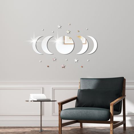 20 Pièces Autocollants Muraux Lune Et Étoile, Autocollants Muraux Décoratifs, Autocollants Muraux Miroir, Accessoires De Décoration Pour La Maison, Autocollants Muraux Décoratifs En Acrylique (1/5)
