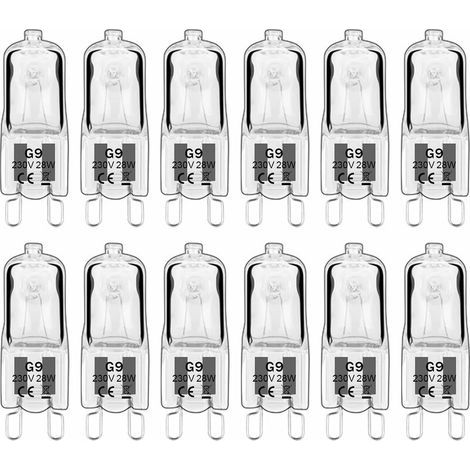 12 pièces G9 Lampes halogènes , ampoules G9 230V 28W 480lm, 2800K blanc chaud, ampoules à capsule dimmable, sans scintillement [Classe énergétique G] (1/5)