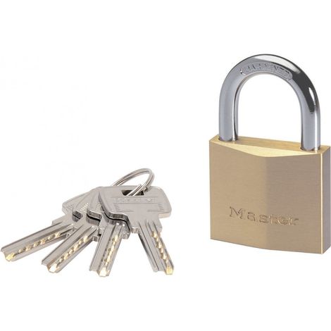 Master Lock 2940EURD Extra schmales Vorhängeschloss aus Messing mit Schlüssel, Gold, 6,2 x 4 x 1,6 cm MASTER LOCK