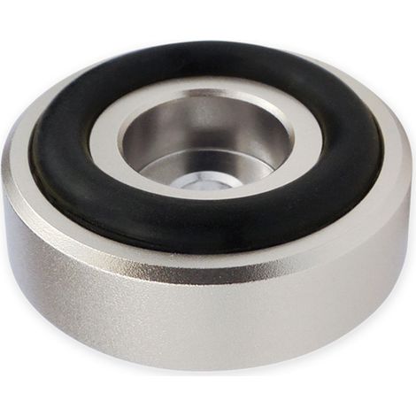 Dynavox piedini in alluminio midi, set di 4 unità, con ammortizzatori in gomma, max. 10 kg per piedino, ottimali per dispositivi HiFi e apparecchiature audio, argento (1/3)