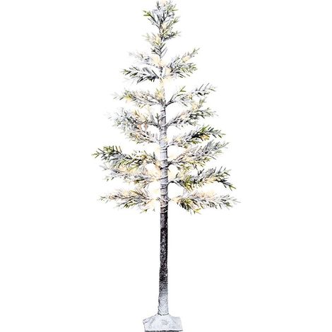 Árbol nevado led con función fija y parpadeante para uso exterior, 72 leds, ø60 x 1,5 m