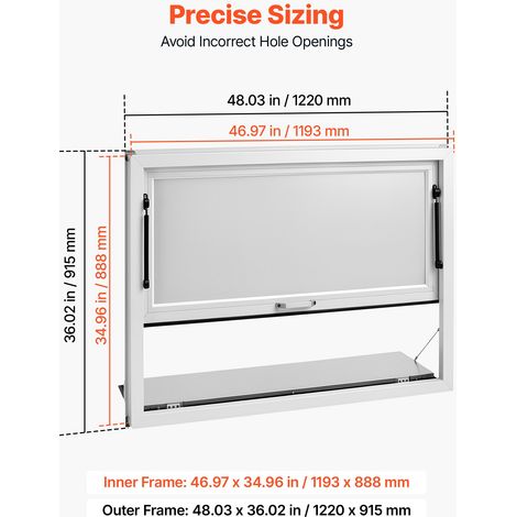 Fenêtre pour Food Truck 122x91,5 cm Guichet de Vente Comptoir Hayon, pour Service Camion Restaurant Commerce Ambulant, Anti-pluie e… (1/5)