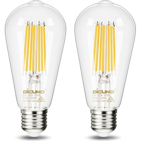 Ampoule LED E27 5.3W 80W 1120lm Blanc chaud 2700K ST58 filament verre transparent salon chambre cuisine (1/5)