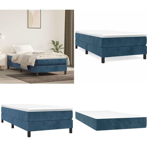 Boxspringbett mit Matratze Dunkelblau 100x200 cm Samt - Samtbett - Boxspringbett - Doppelbett - Bettauflage - Matratze - Home & Living (1/5)