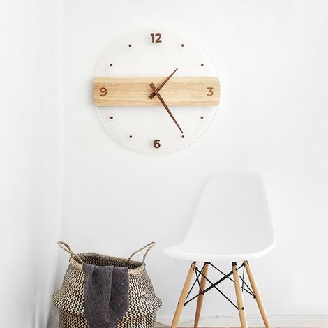 Geräuschlose, runde, dekorative moderne Wanduhr mit Acrylplatte, Hängeuhr für Wohnzimmer, Schlafzimmer oder Büro (1/5)