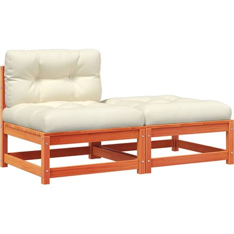 Maison Exclusive - Gartensofa ohne Armlehnen mit Kissen und Hocke