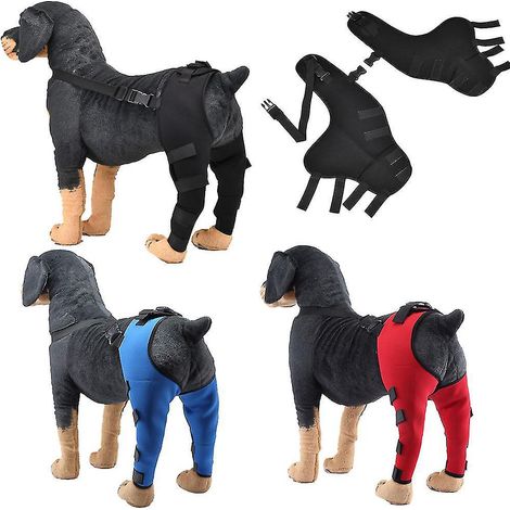 Coussinets de protection pour coudes et pattes arrière de chien, genouillère réglable, support de patte - Taille L - Rouge