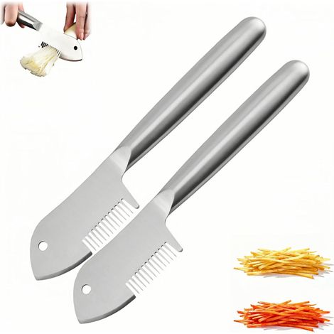 Coupe-julienne 2 en 1 - éplucheur de légumes en acier inoxydable - couteau à julienne de précision - coupe-légumes multifonctionnel - outil de cuisine rapide et facile pour couper les fruits, les pomm