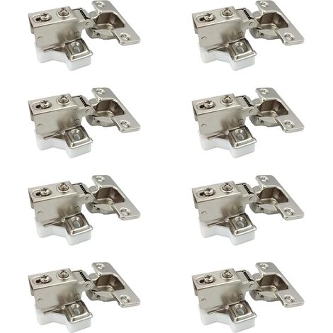 Charnières à 95 degrés pour meuble – Mini charnières 35mm avec amortisseur – Pour portes de placard – Lot de 8 unités en acier inoxydable (1/5)