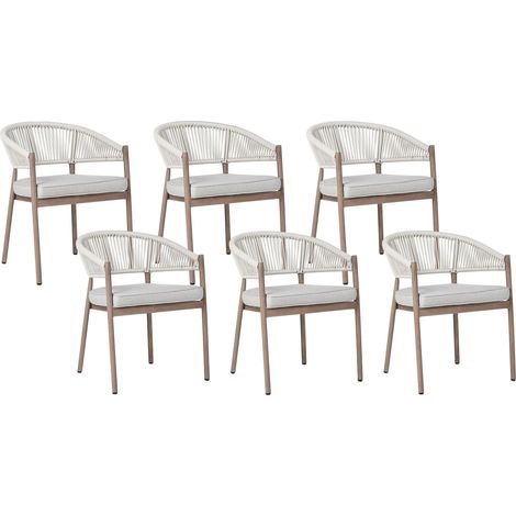 Set of 6 Garden Chairs with Cushions FLAVIA Metal White (1/5)