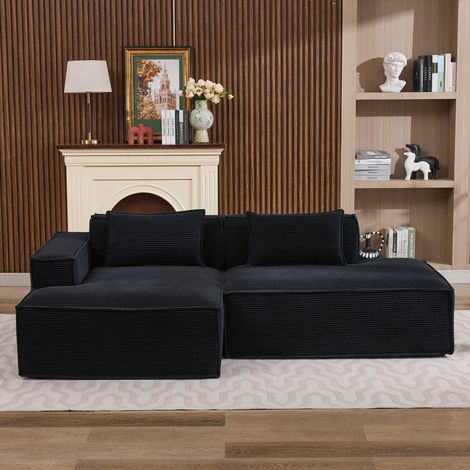 235 cm breites Economy-Textil-Sofa mit zwei Kissen + Federtasche - modernes, einfaches und komfortables Sofa, ideal für kleine Wohnzimmer, Wohnungen und Büros