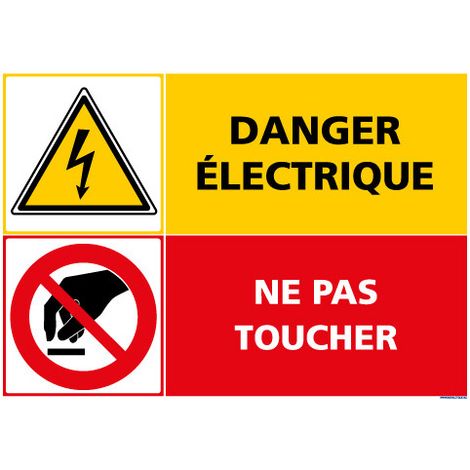 Panneau DANGER ELECTRIQUE NE PAS TOUCHER (C1414) - Aluminium 2 mm - 420 x 300 mm