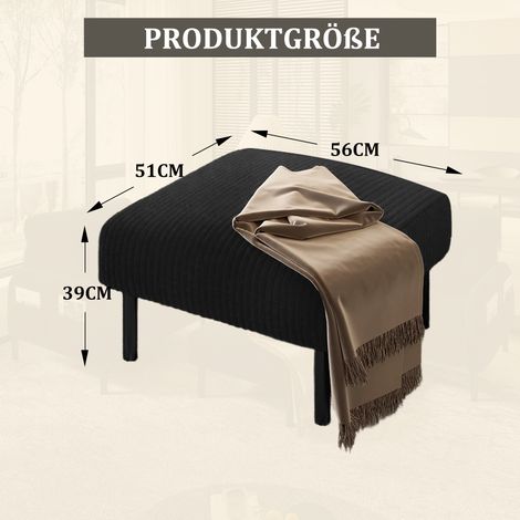 Tabouret haut de gamme en tissu côtelé cadre métallique confort velouté. Multi-usage reposepied et table d’appoint,assemblage rapide sans outils-Da.