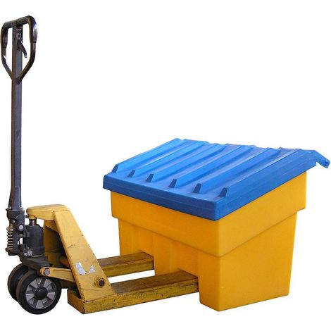 Fimm - Bac à sel, sable et absorbant 300 L en PEHD jaune à couvercle bleu