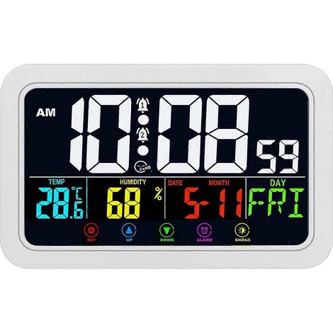 Digitale Wanduhr, batteriebetrieben, 20 cm (8 Zoll), weiß (1/5)