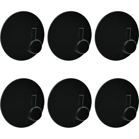 Set mit 6 schwarzen Klebehaken für Badezimmer, sehr stark und wasserfest, kein Bohren erforderlich, aus Edelstahl, Küchen- und Badezimmeraccessoires mit zusätzlichen Klebepads