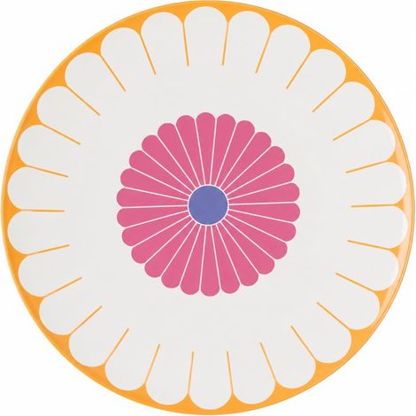Fleur couleur assiette à servir grde multic., rés. lave-vaiss./four micro-ondes, plat présent., plateau de service, assiette de service, motif floral, assiette snack, Porcel. (1/5)