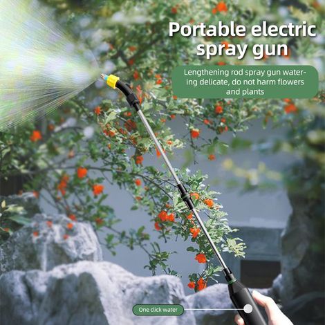 Spruzzatore d'acqua elettrico, retrattile e regolabile, in acciaio inox, con tubo flessibile da 58 cm, tubo di prolunga da 5 metri, 2 ugelli, rete filtrante e secchio da 11 litri. (1/5)