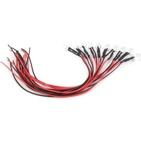 50 LED chromatiques 12 V 8 mm avec câble de 20 cm 26 AWG pour applications industrielles (blanc et vert jade)