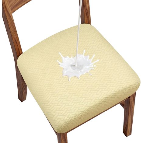 Housse Assise Chaise, 4PCS Housse Assise Chaise Bureau, Blanc cassé (1/5)