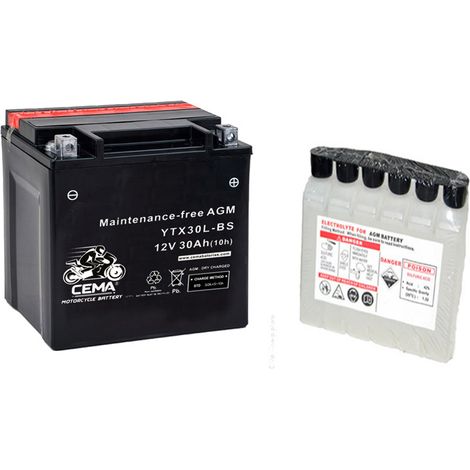 Batería de moto YTX30L-BS  AGM Hermética YTX30L-4 (1/2)