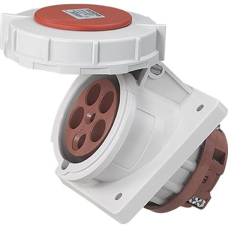 Socle de prise industrielle à encastrer à 20° IP67 - 3P+N+T - 63A - 400V AC - Eur'Ohm