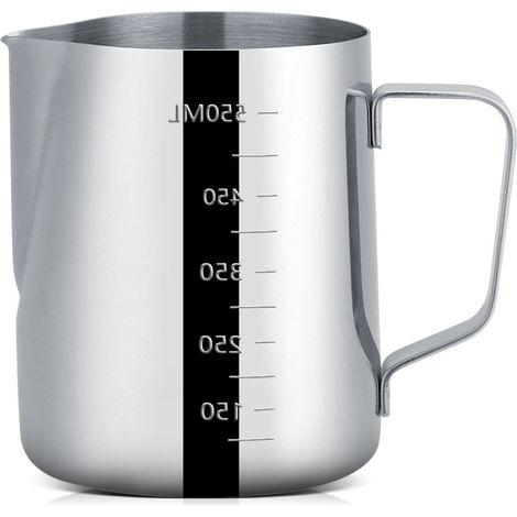Mousseur à lait en acier inoxydable 600 ml, pichet à espresso avec graduation, tasse à café en métal