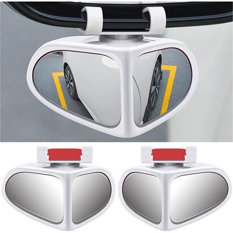 2-in-1 Car Blind Spot Mirror, 360 Degree Rotation, Adjustable Wide Angle Rearview Mirror, Universal Car Auxiliary HD Rearview Mirror for Vehicles, Trucks, SUVs (White) (1/5)