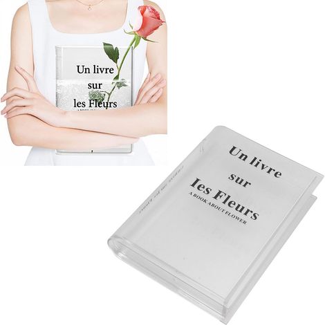 Vase Decoratif en Acrylic Transparent Modèle Livre Lettre Noir - Clear Book Vase pour Arrangements Floraux, Decor de Maison, Bureau, Restaurant (1/5)