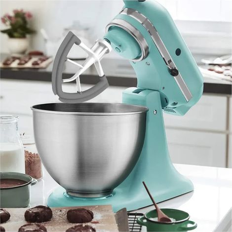 Fouet flexible en silicone pour robot pâtissier KitchenAid, gris/blanc, accessoire de remplacement, pièce détachée, mélangeur, batteur, résistant à la chaleur, lot unique, usage culinaire. (1/2)