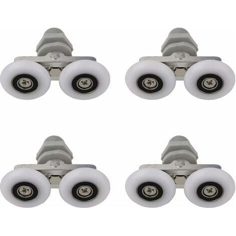 Roulettes Doubles pour Porte de Douche Roulettes pour Porte de Douche Roulettes Coulissantes Porte Salle de Bain Douche Rouleau de Douche de Rechange,Pièces de rechange pour salle de bain 19mm 4 PCS (1/4)