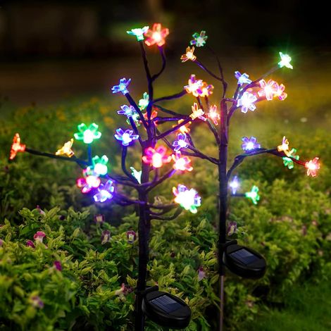 Solarlampe Außengarten, 2 Stück 20 LEDs Blumen Außensolarleuchte, IP65 wasserdichtes Licht, Außengartendekoration für Balkon, Terrasse, Weg, Rasen (1/5)