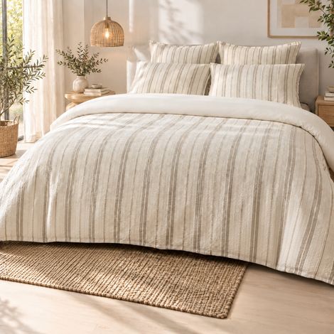 Housse de couette 260 x 240 cm 100% coton texturé TOM Naturel (1/5)