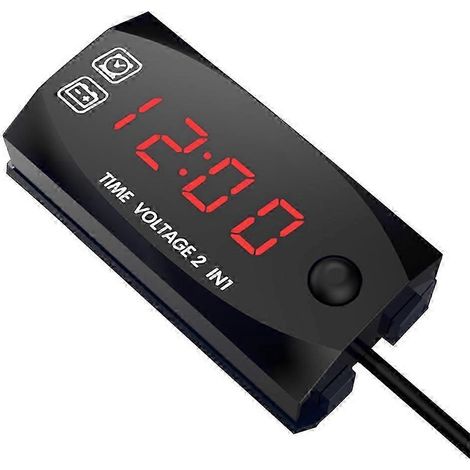 Horloge numérique 2 en 1 (6-30 V CC) avec voltmètre, testeur étanche IP67 et indicateur de batterie pour voitures, bateaux, véhicules marins (BMW, Tesla, etc.). (1/5)