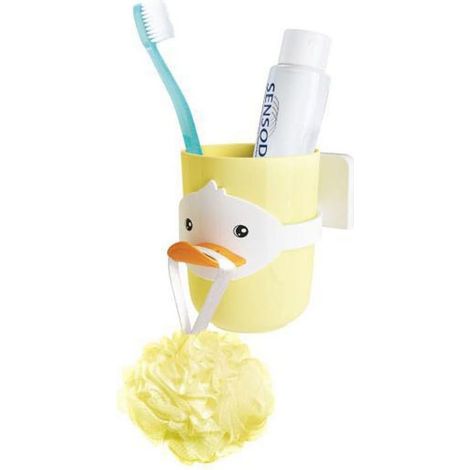 Gobelet porte-brosse à dents enfant motif cartoon animaux, support salle de bain (lion, girafe, zèbre) (1/5)
