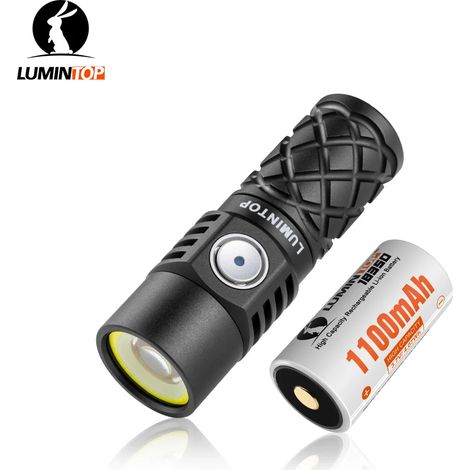 (Noir) Mini lampe torche LEP, lampe torche EDC multifonctionnelle avec fonctions projecteur, éclairage large et lumière rouge