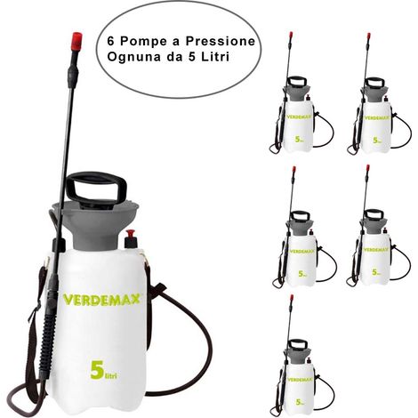 Verdemax pompa a pressione confezione da 6 pompe con serbatoio da 5 litri