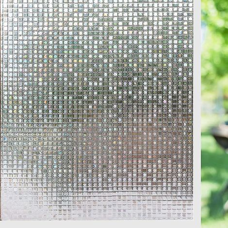 Film décoratif opaque pour fenêtre, effet givré, sans adhésif, amovible, idéal pour salle de bain et porte de douche - 90 x 200 cm - Argent (1/5)