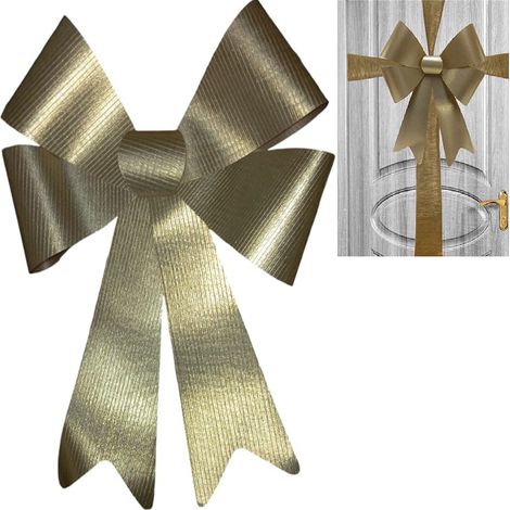 Fiocco grande in ORO per porta portoni entrata ingressi ghirlanda fuoriporta h60 decorazione natalizia natale bar hotel (1/5)