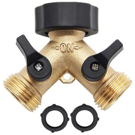 Brass Garden Tap with Dual Outlet - 3/4" Y-Connector for 2 Devices (1/5)