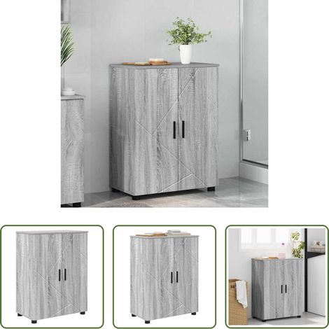 vidaXL Cabinet de salle de bain gris -  Cabinet de salle de bain avec porte Gris Sonoma 60 x 35 x 80 cm (1/5)